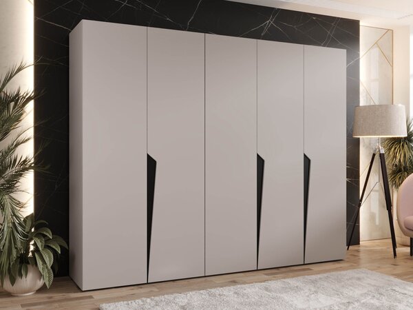 Gardróbszekrény Hartford 606, Laminált forgácslap, 202x250x52cm, Kasmír, Fekete