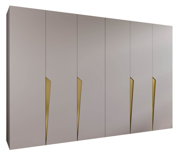 Gardróbszekrény Hartford 607, Laminált forgácslap, 202x300x52cm, Kasmír, Aranysárga