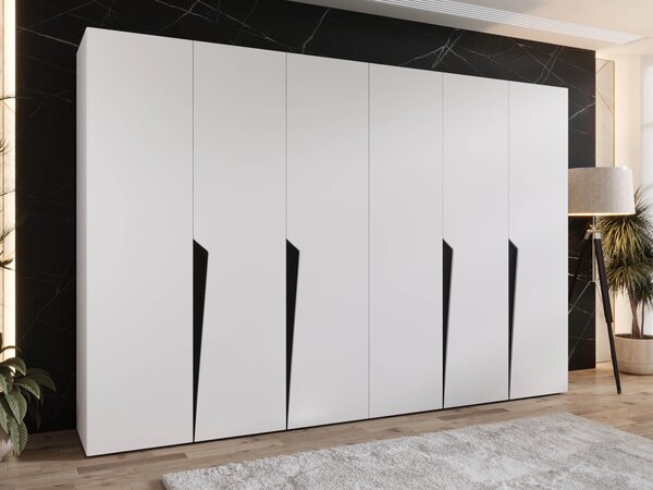 Gardróbszekrény Hartford 607, Laminált forgácslap, 202x300x52cm, Fehér, Fekete