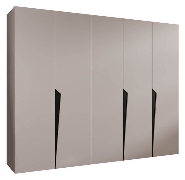 Gardróbszekrény Hartford 606, Laminált forgácslap, 202x250x52cm, Kasmír, Fekete
