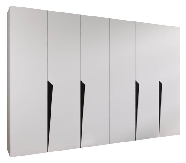 Gardróbszekrény Hartford 607, Laminált forgácslap, 202x300x52cm, Fehér, Fekete