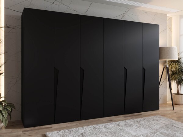 Gardróbszekrény Hartford 607, Laminált forgácslap, 202x300x52cm, Fekete