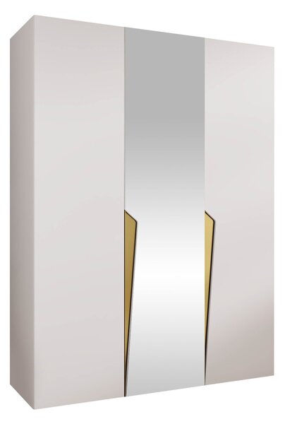 Gardróbszekrény Hartford 609, Laminált forgácslap, 202x150x52cm, Aranysárga, Fehér