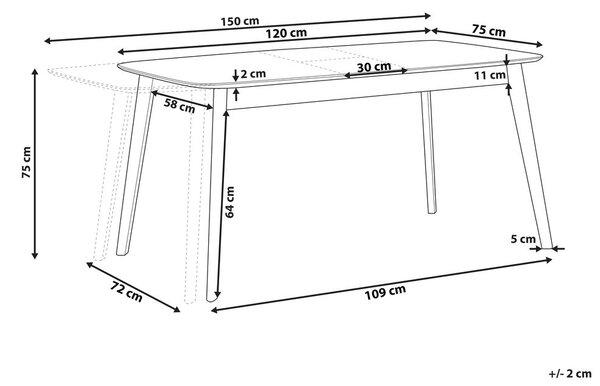 Kihúzható étkezőasztal MADOX Sötét diófa 120/150 cm 75 cm