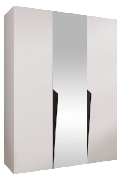 Gardróbszekrény Hartford 609, Laminált forgácslap, 202x150x52cm, Fehér, Fekete