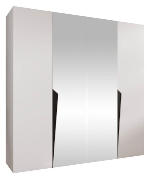 Gardróbszekrény Hartford 610, Laminált forgácslap, 202x200x52cm, Fehér, Fekete