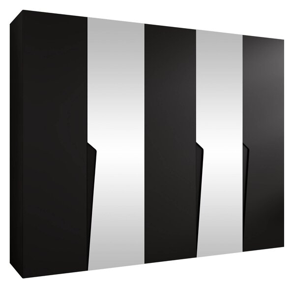 Gardróbszekrény Hartford 611, Laminált forgácslap, 202x250x52cm, Fekete