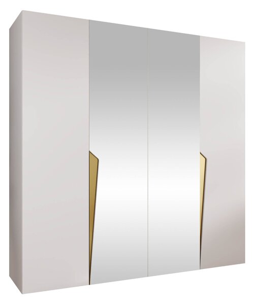 Gardróbszekrény Hartford 610, Laminált forgácslap, 202x200x52cm, Fehér, Aranysárga