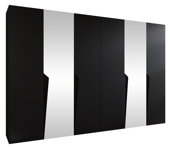 Gardróbszekrény Hartford 612, Laminált forgácslap, 202x300x52cm, Fekete