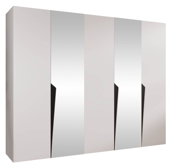 Gardróbszekrény Hartford 611, Laminált forgácslap, 202x250x52cm, Fehér, Fekete