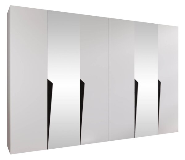 Gardróbszekrény Hartford 612, Laminált forgácslap, 202x300x52cm, Fehér, Fekete