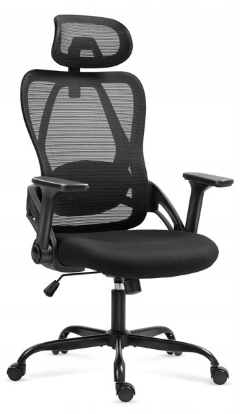Ergonomikus Irodai Szék Állítható Fejtámla, 3D Kartámasz, Fekete