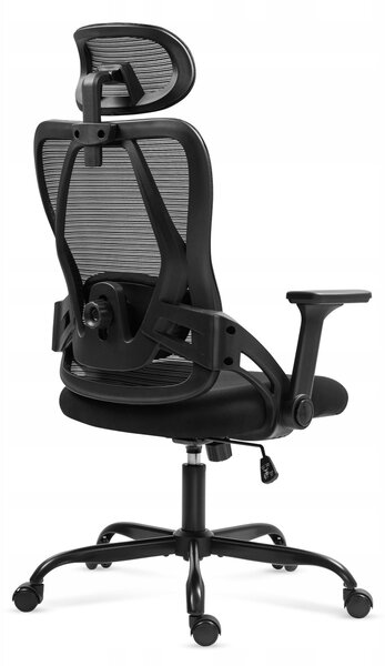 Ergonomikus Irodai Szék Állítható Fejtámla, 3D Kartámasz, Fekete