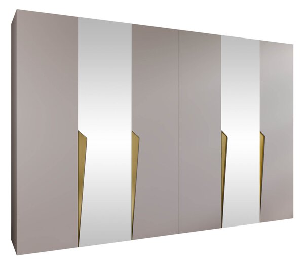 Gardróbszekrény Hartford 612, Laminált forgácslap, 202x300x52cm, Aranysárga, Kasmír