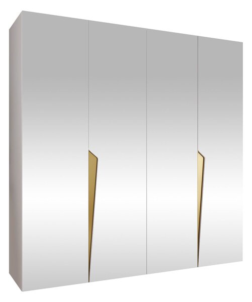 Gardróbszekrény Hartford 615, Laminált forgácslap, 202x200x52cm, Fehér, Aranysárga