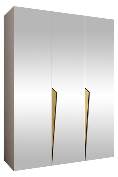 Gardróbszekrény Hartford 614, Laminált forgácslap, 202x150x52cm, Kasmír, Aranysárga