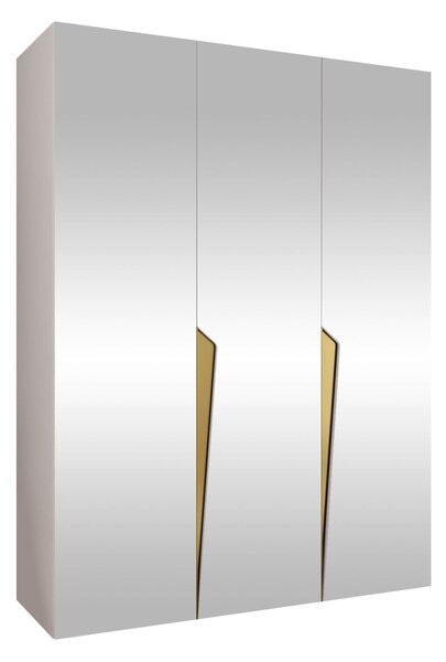 Gardróbszekrény Hartford 614, Laminált forgácslap, 202x150x52cm, Fehér, Aranysárga