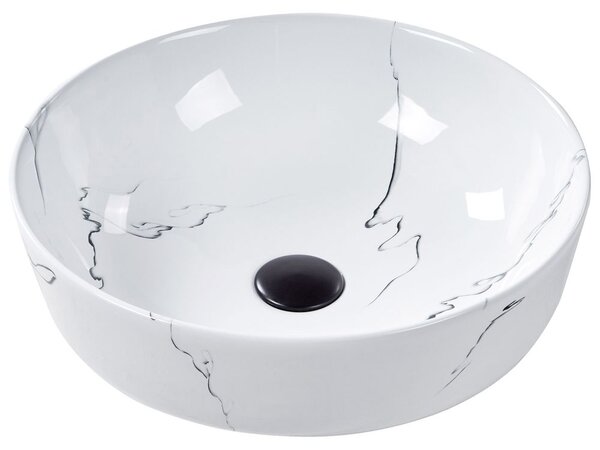 Pultra helyezhető mosdókagyló HOPI Fehér márvány ⌀ 42 cm Kerámia