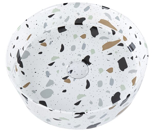 Pultra helyezhető mosdókagyló NULES Fehér terrazzo ⌀ 40 cm Kerámia