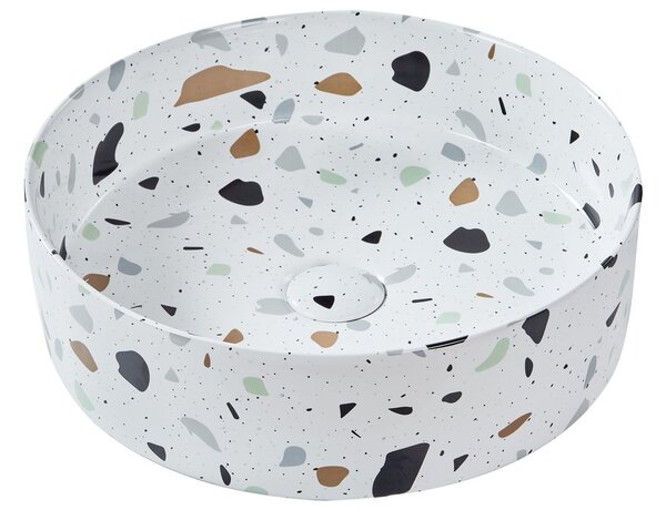 Pultra helyezhető mosdókagyló NULES Fehér terrazzo ⌀ 40 cm Kerámia