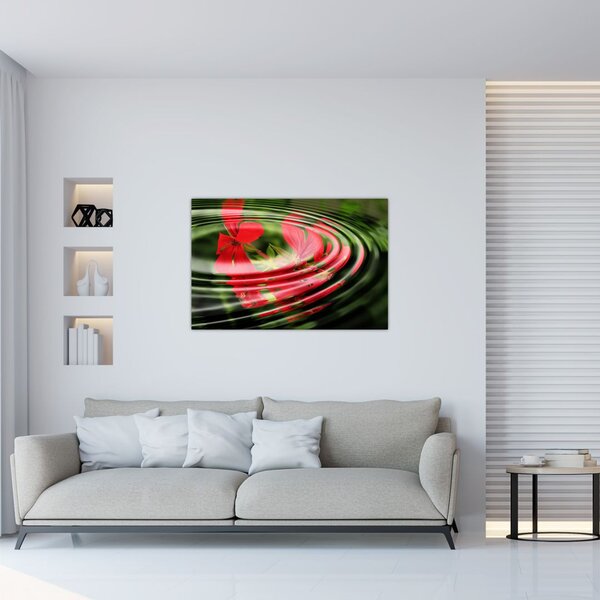 Absztrakt kép - virágok hullámokban (90x60 cm)