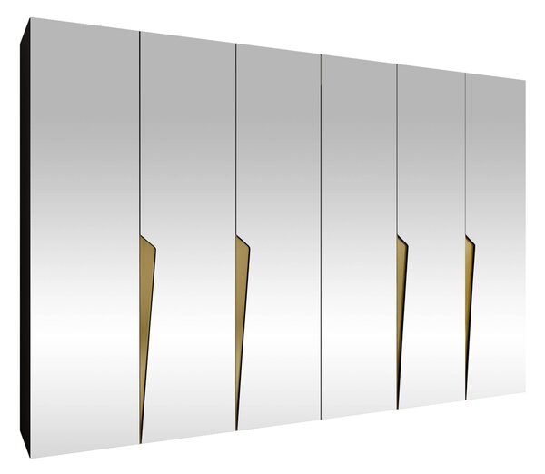 Gardróbszekrény Hartford 617, Laminált forgácslap, 202x300x52cm, Aranysárga, Fekete