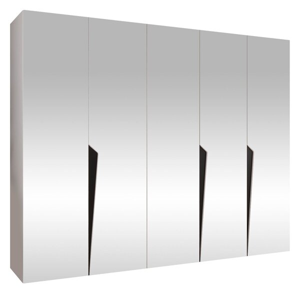 Gardróbszekrény Hartford 616, Laminált forgácslap, 202x250x52cm, Fehér, Fekete