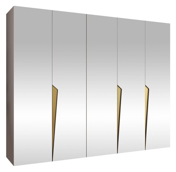 Gardróbszekrény Hartford 616, Laminált forgácslap, 202x250x52cm, Aranysárga, Kasmír
