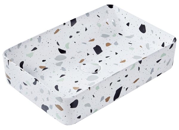 Pultra helyezhető mosdókagyló NULES 61 x 35 cm Kerámia Fehér terrazzo