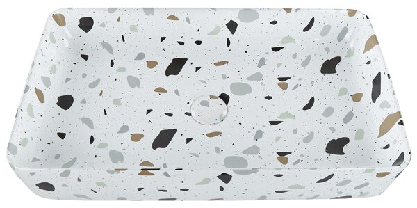 Pultra helyezhető mosdókagyló NULES 61 x 35 cm Kerámia Fehér terrazzo