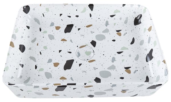 Pultra helyezhető mosdókagyló NULES 51 x 34 cm Kerámia Fehér terrazzo