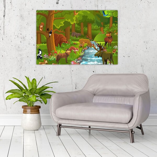 Gyermek kép állatokkal (90x60 cm)