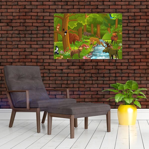 Gyermek kép állatokkal (90x60 cm)
