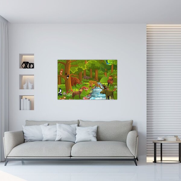 Gyermek kép állatokkal (90x60 cm)