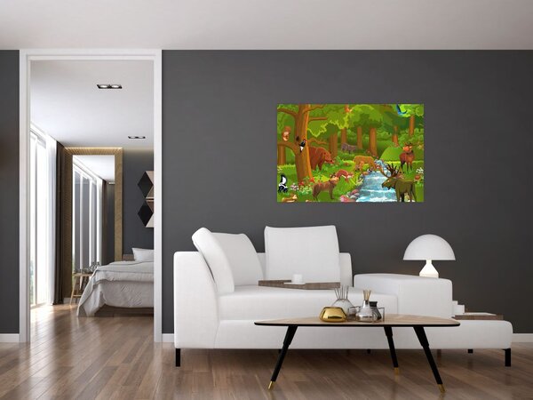 Gyermek kép állatokkal (90x60 cm)
