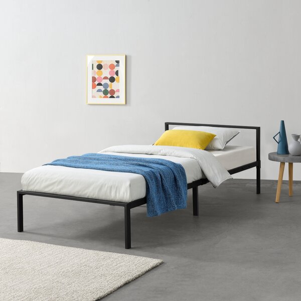 Fémkeretes ágy Imatra ágyráccsal 90x200cm minimalista stílusú fekete szinterezett