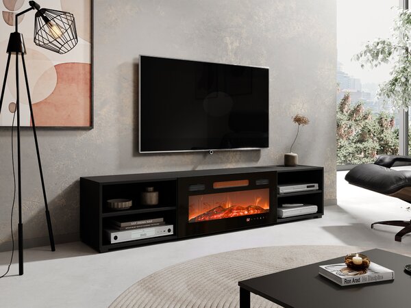 TV-állvány Charlotte 190, Laminált forgácslap, 39x180x33cm, Fekete