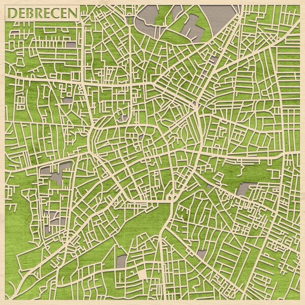 Debrecen 3D fa várostérkép fali dekoráció – Natura Products