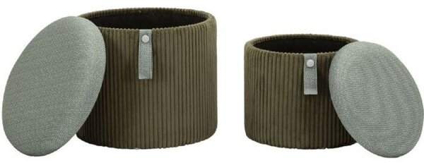 Puff Con Almacenaje Bolzano Verde Set 2 Piezas 38 X 38-32 X 28 Cm