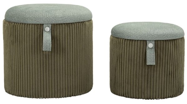 Puff Con Almacenaje Bolzano Verde Set 2 Piezas 38 X 38-32 X 28 Cm