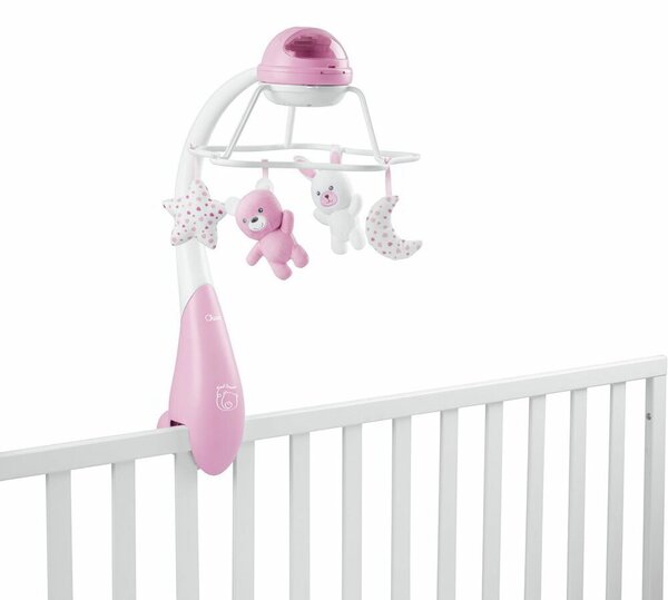 Chicco First Dreams Rainbow 3 az 1-ben Kiságyforgó Projektor és Éjjeli Fény - Pink