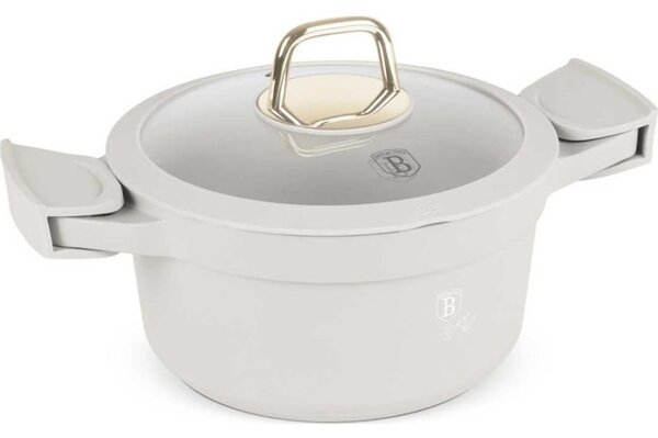 BerlingerHaus BH/7786 Sahara Collection Lábas - Fedővel, 2,5 L, Öntött Alumínium, Matt Krém