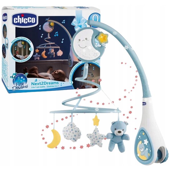 Chicco Next2Dreams Kiságyforgó nyugtató fénnyel és zenével - Kék