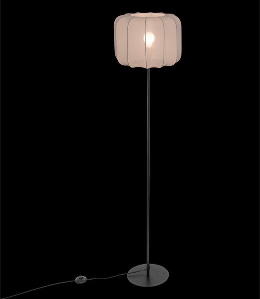 Lámpara De Pie "tobie" Algodón Blanco Y Negro H150cm