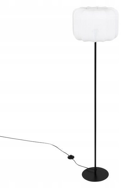 Lámpara De Pie "tobie" Algodón Blanco Y Negro H150cm