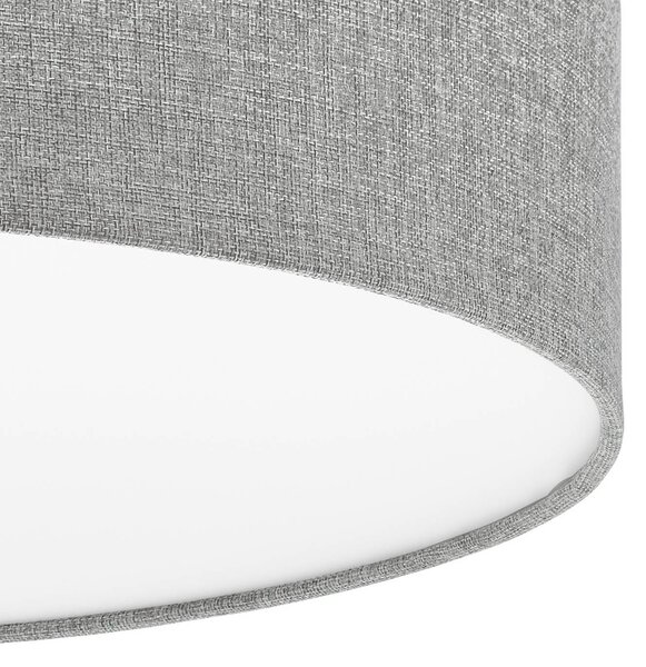 EGLO Szürke mennyezeti lámpa Pasteri vászon ernyővel 57 cm, dimmelhető, Alu / szürke / cink, Nappali / Étkező, Textil / szövet / selyem, Modern