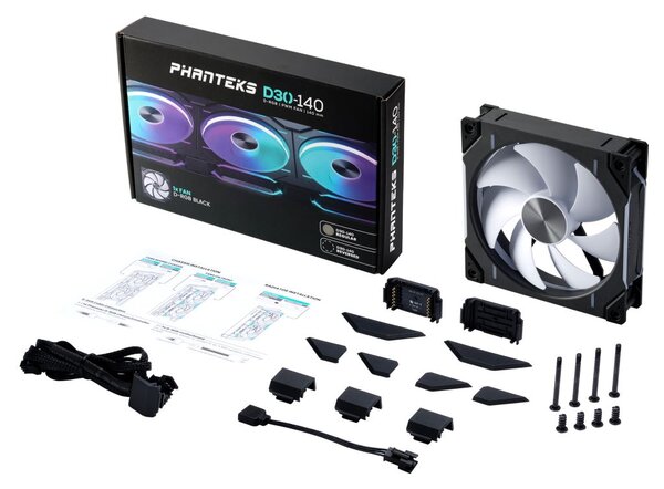 Phanteks PH-F140D30 140MM SINGLE Regular Black ház hűtő ventilátor fekete (PH-F140D30_DRGB_PWM_BK01)