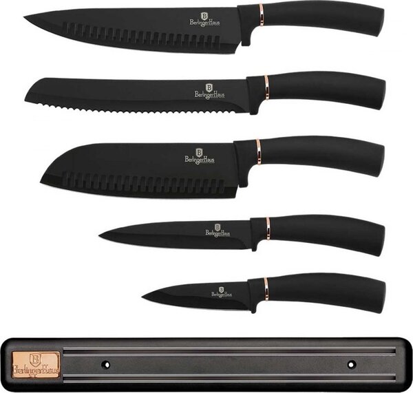 Késkészlet mágneses tartóval, 6 részes BERLINGER HAUS Black Rose BH-2