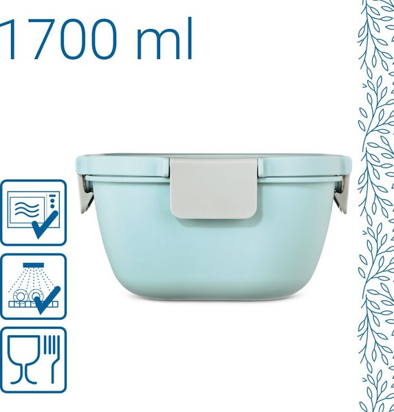 Hama 00181585 ételtároló doboz 1,7 L Polipropilén (PP), Szilikon Szürke, Világoskék 1 db
