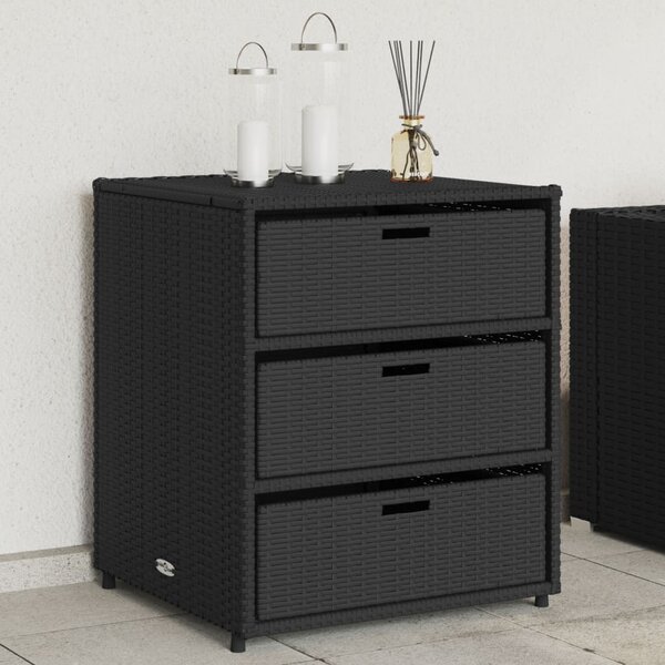 VidaXL fekete polyrattan kerti tárolószekrény 55 x 59 x 69 cm